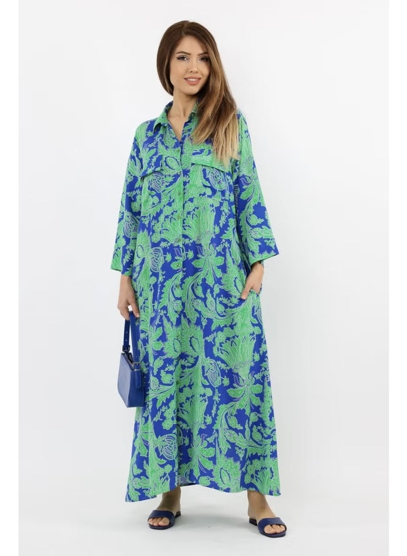 Ritnice Prive Women's Live Green 100% Viscose Maxi Length Summer Long Dress with Pockets - Image 1
